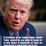 El presidente de los Estados Unidos, Donald Trump, anunció en una rueda de prensa en la Casa Blanca la suspensión de todas las negociaciones comerciales con España.